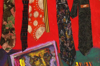 Выбор галстука на праздник Победы. Триптих. 2013. ДВП, масло, коллаж. 100х60, 100х116, 100х60